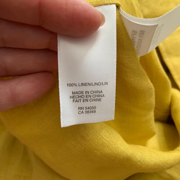 Women's Anne Klein V-Neck Linen 3/4 Sleeve Tunic Top Mustard Sequin Size S - Picture 6 of 7